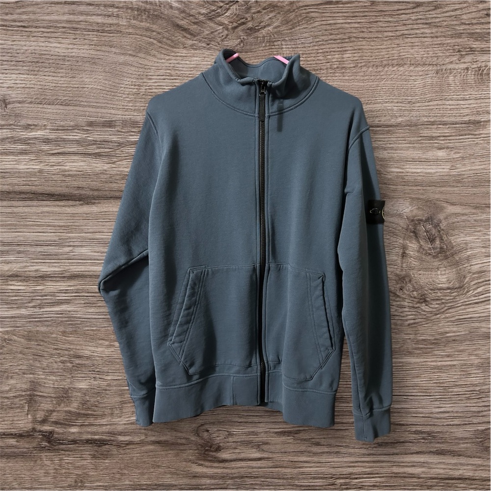 Stone Island Blue Zip-Up Sweater
